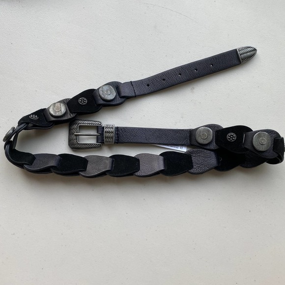 NEW without Tag - Free People Medallion Black Leather Belt M/L - Picture 6 of 10